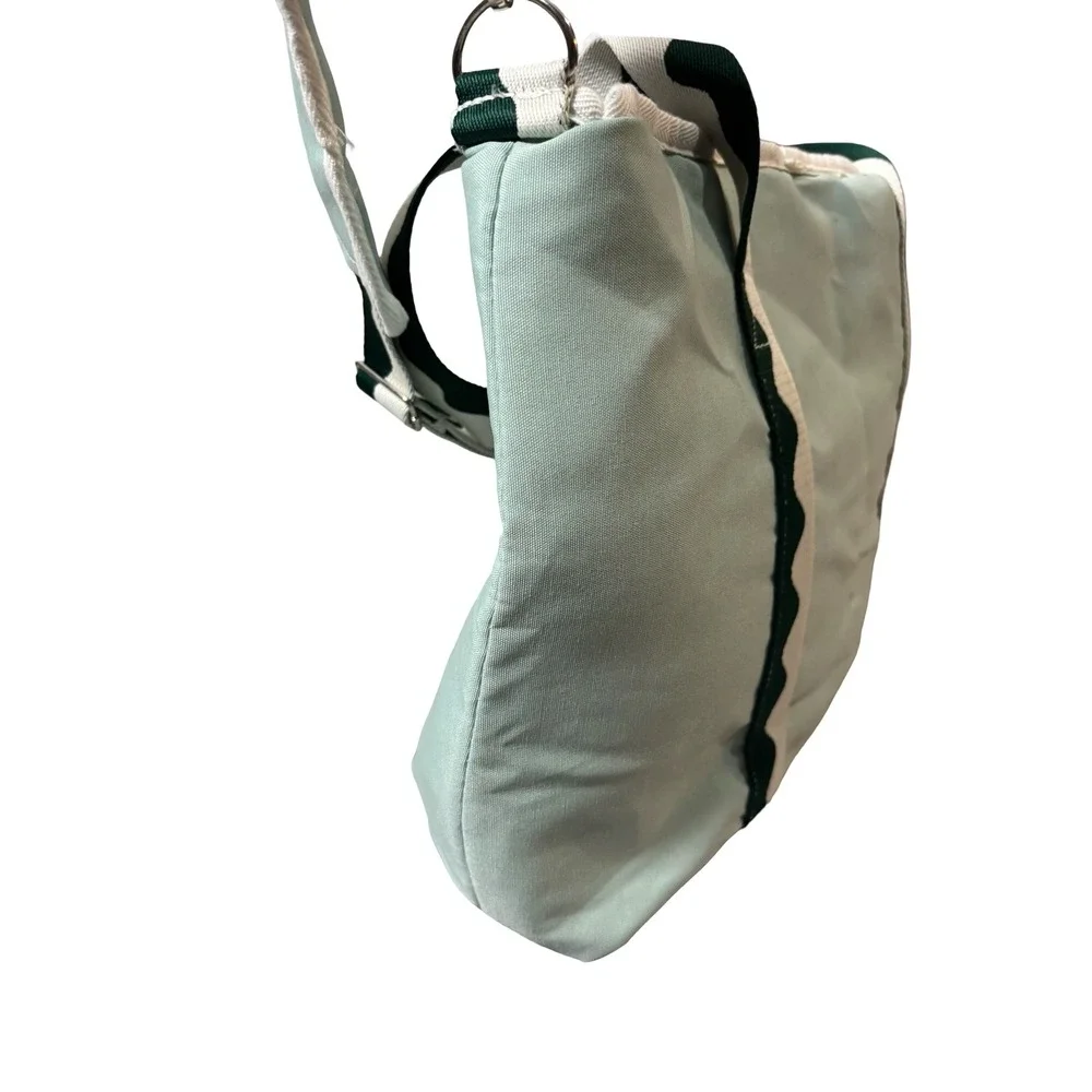 Business & Pleasure Co Cooler Tote Bag Sage Green Scallop Canvas Insulated